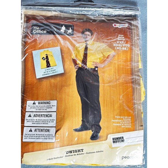 Dwight Schrute Costume XXL 60-62 Adult The Office Dunder Mifflin 1 Piece Yellow - Picture 2 of 2
